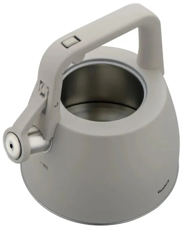 Ceainic cu fluier Klausberg KB 7916, 2.5 l, Maner izolat termic, Inductie, Gri