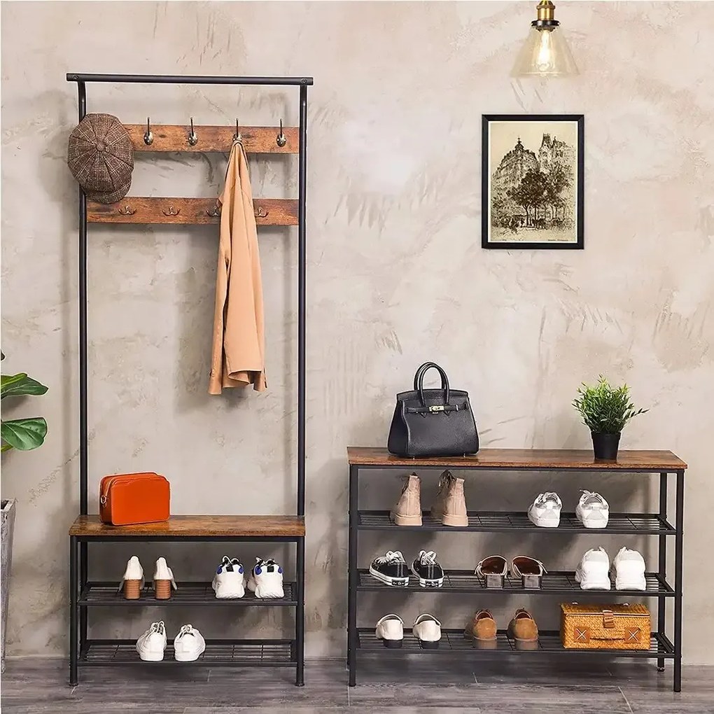 Pantofar din lemn-metal, seria A-620, homs,100x30x68 cm