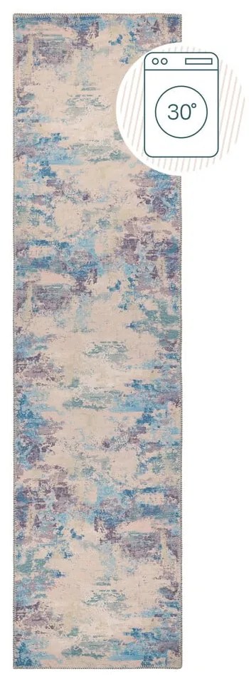 Covor tip traversă albastru/mov lavabil din amestec de fibre reciclate 60x230 cm Reid – Flair Rugs