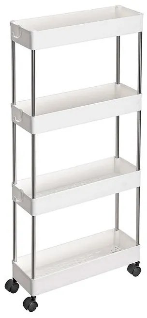 SongmicsHome Raft cu roți SLIM, 4 niveluri, 13,5x40x86cm, alb