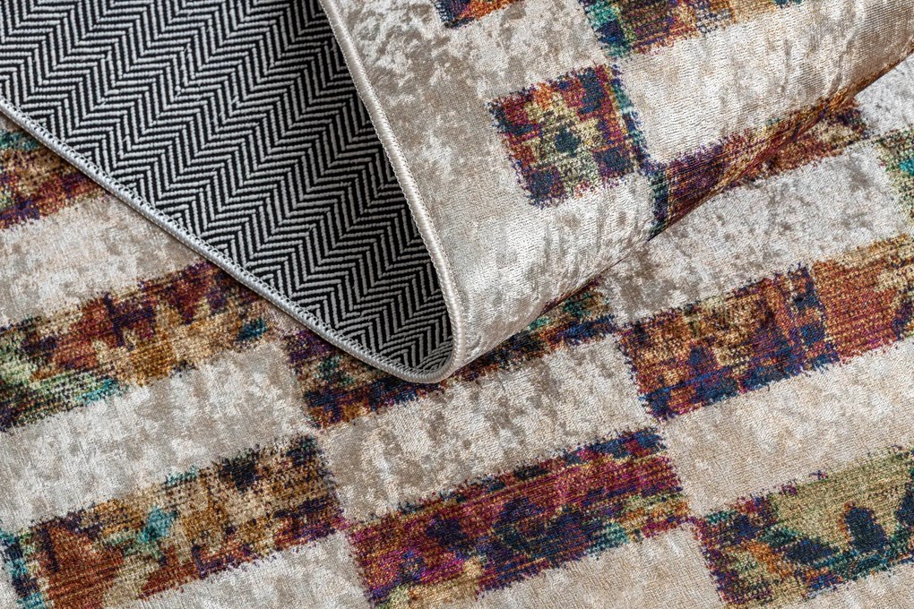 ANDRE 43780 covor lavabil Geometric anti-alunecare - bej / teracotă