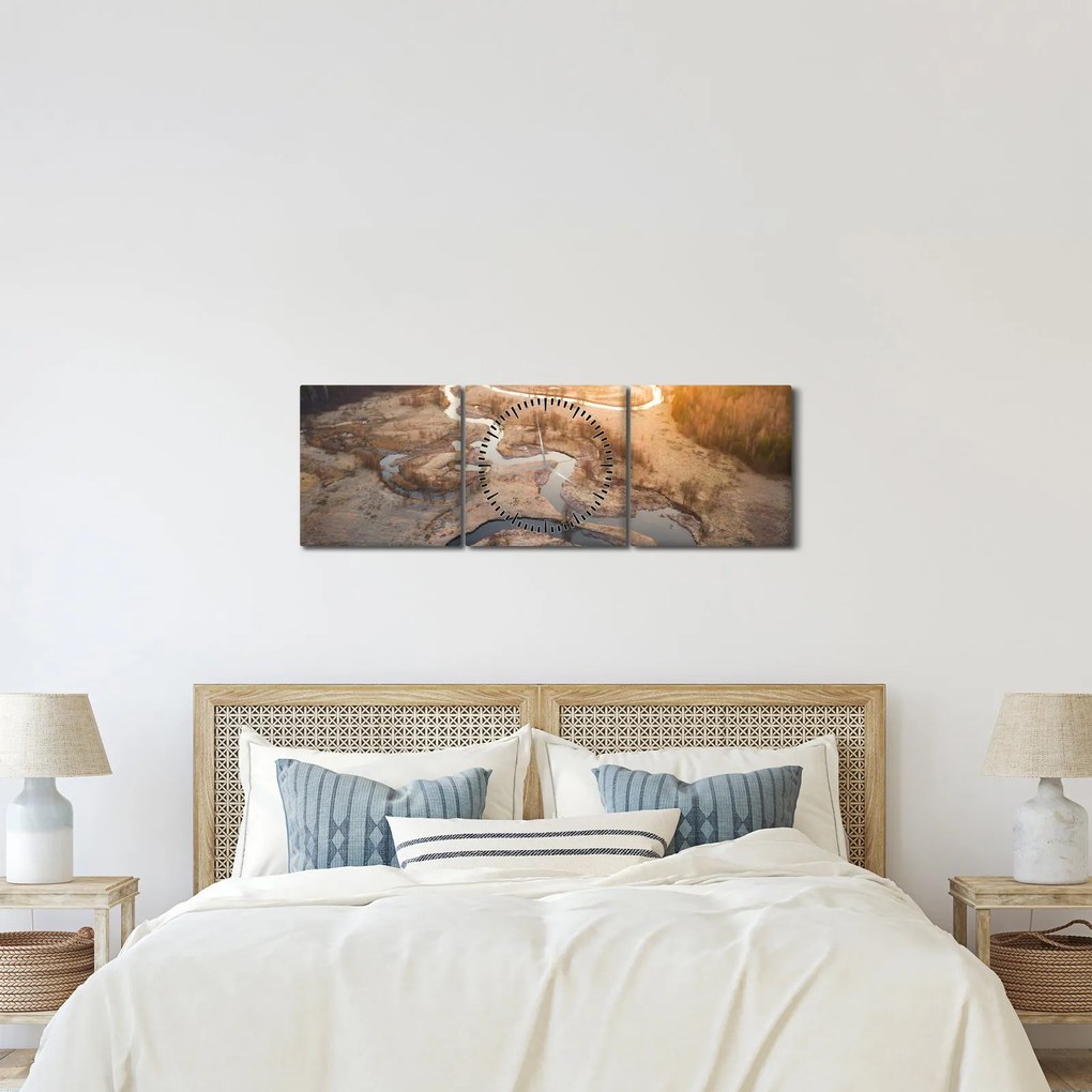 Tablou - Răsărit la Meander (cu ceas) (90x30 cm)