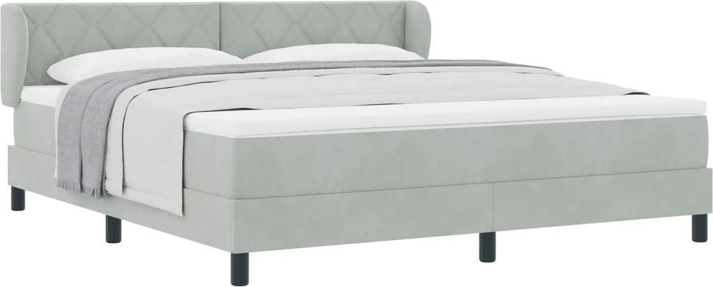 vidaXL Pat cu arcuri cu saltea Gri deschis 180 x 200 cm Catifea