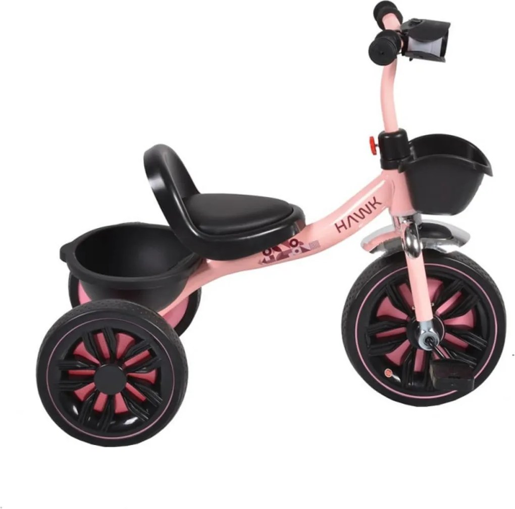 Tricicleta cu pedale NOVOKIDS™ Hawk Trike , Cu melodii si lumini, Doua cosulete pentru jucarii, Max 25 kg, Roti din cauciuc EVA, Cadru metalic, Far