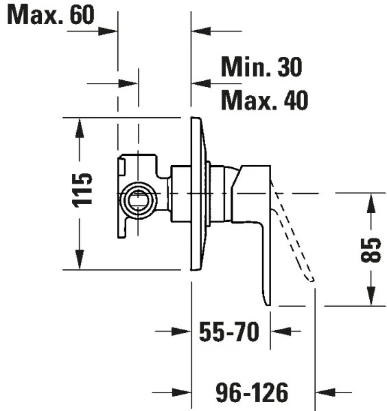 Duravit DC4210007046 - Baterie de duș pentru instalare încastrată D-CODE, negru mat
