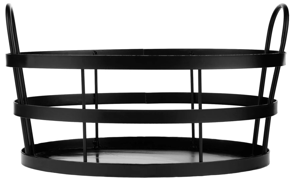 Coş pentru lemne, negru, metal, BRUT
