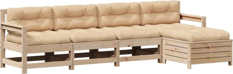 vidaXL Set mobilier de grădină cu perne, 5 piese, lemn masiv de pin