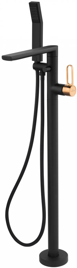 Baterie cada freestanding, neagra cu finisaj roz auriu, Zaffiro FDesign