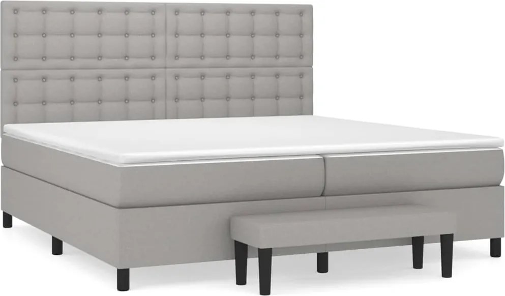 vidaXL Pat box spring cu saltea, gri deschis, 200x200 cm, textil