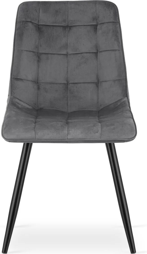 Scaun de masa SPLIT VELVET cu picioare negre, gri inchis