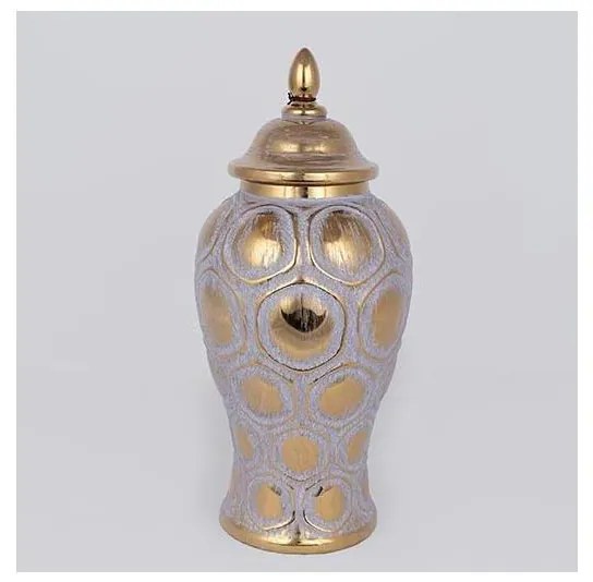 Vază ceramică 35x18,5 cm auriu/gri
