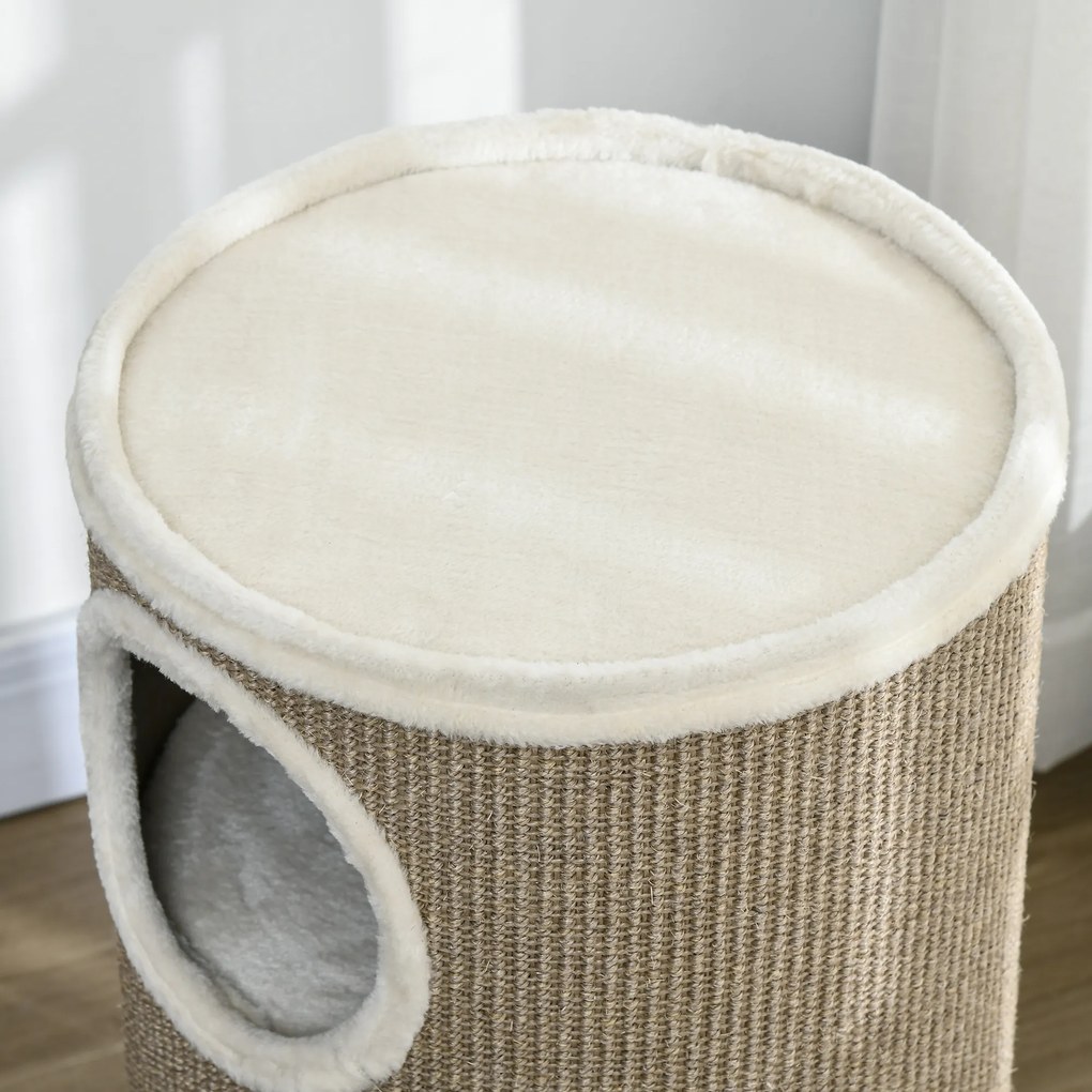 PawHut Cutie de zgariat pentru pisici, plus moale, covor de zgariere din sisal, robusta, Ø38 x 70H cm, Maro | Aosom Romania