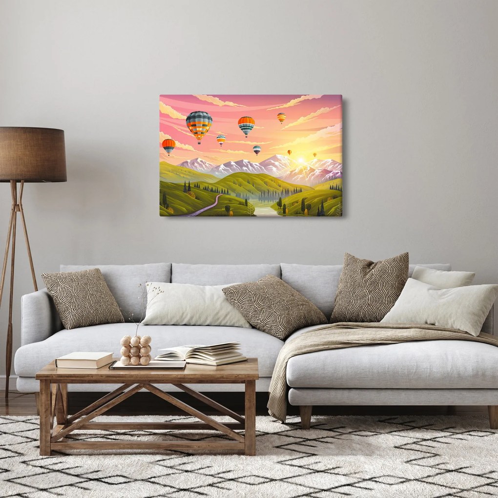 Tablou - Baloane deasupra unui peisaj (90x60 cm)