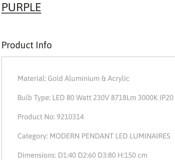 Lustra LED suspendata design circular PURPLE 3 ring aurie