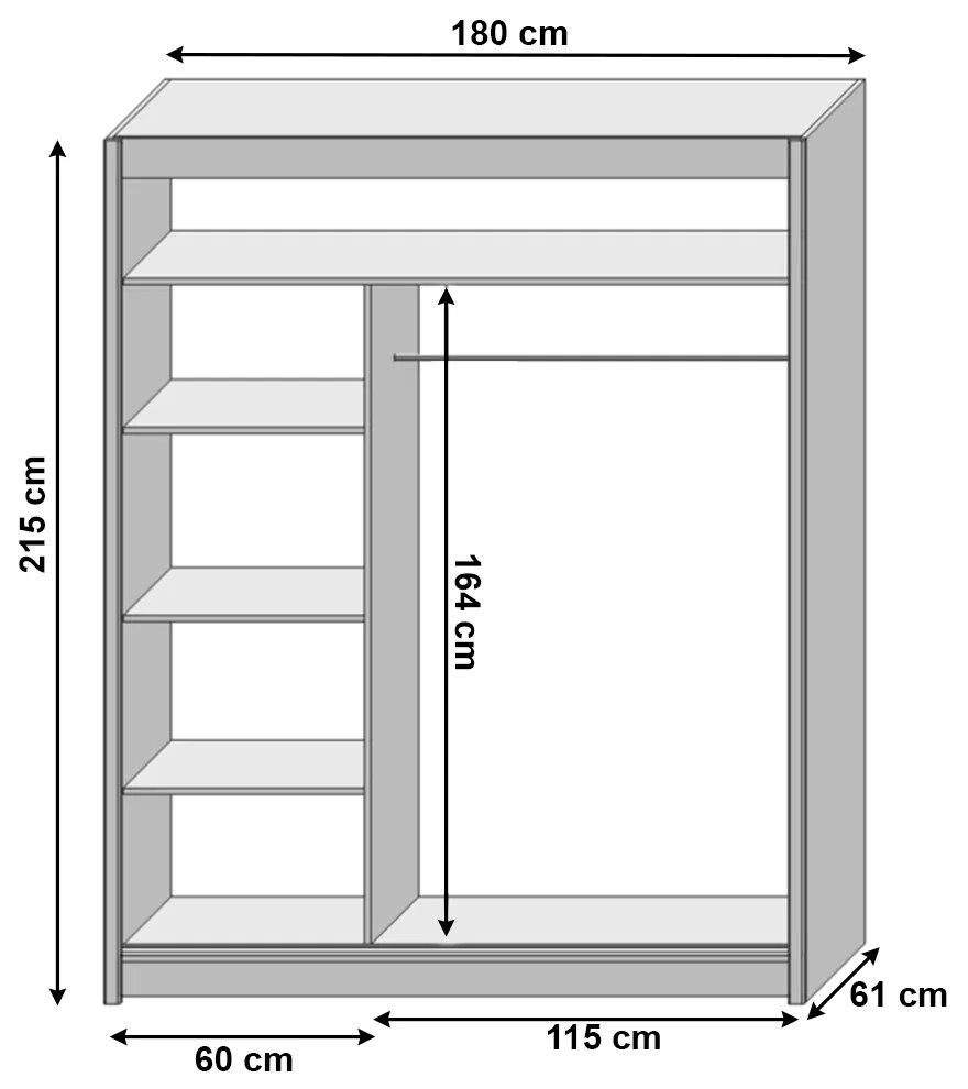 Dulap cu usi glisante, stejar sonoma, 180x215, LOW