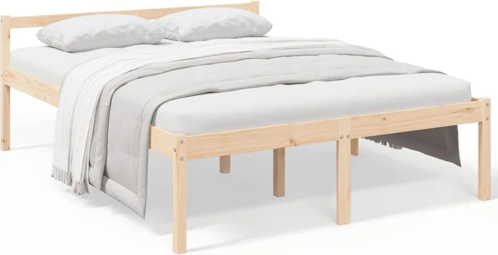 vidaXL Pat pentru seniori, 160x200 cm, lemn masiv de pin