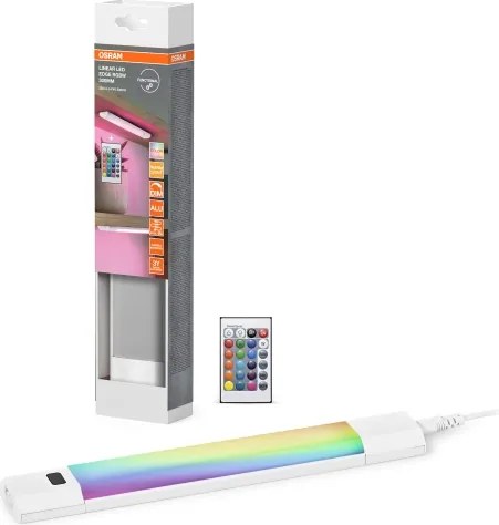 Osram LINEAR EDGE - Lampă LED RGBW dimmabilă pentru montaj sub dulap, cu senzor, 4W/230V, alb + telecomandă
