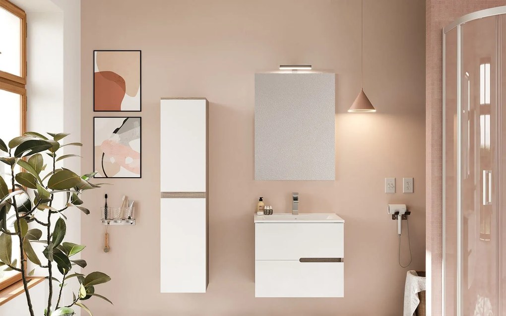 Set lemn masiv Mobilier Baie Suspendat Bello 60cm - Rovere Fumo