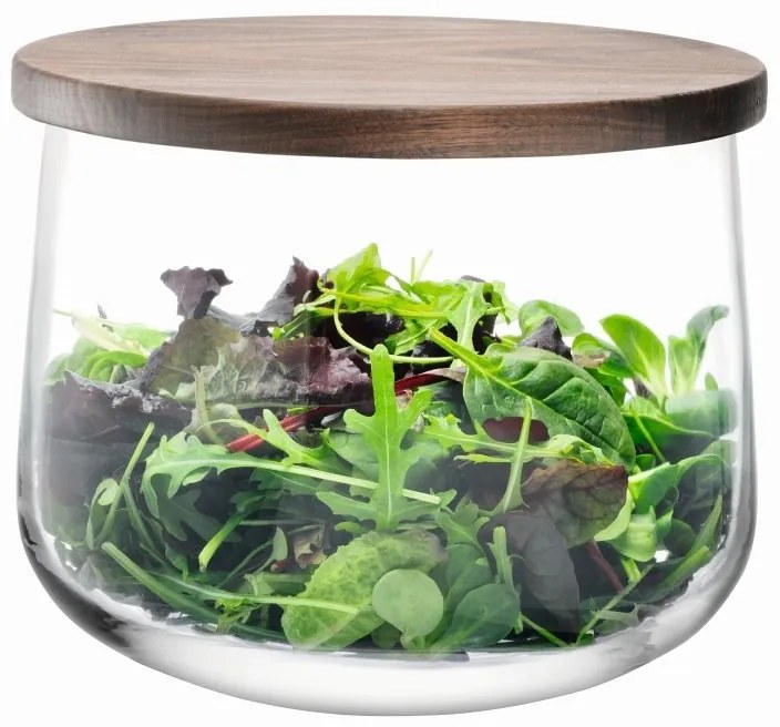 Bol City & capac din lemn de nuc, diametru 22 cm transparent, LSA, Handmade