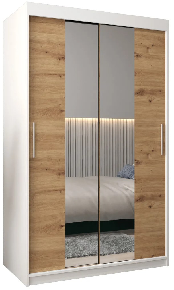 Dulap de haine 120 cm Toki 1 (alb mat + stejar artisan). 1064889