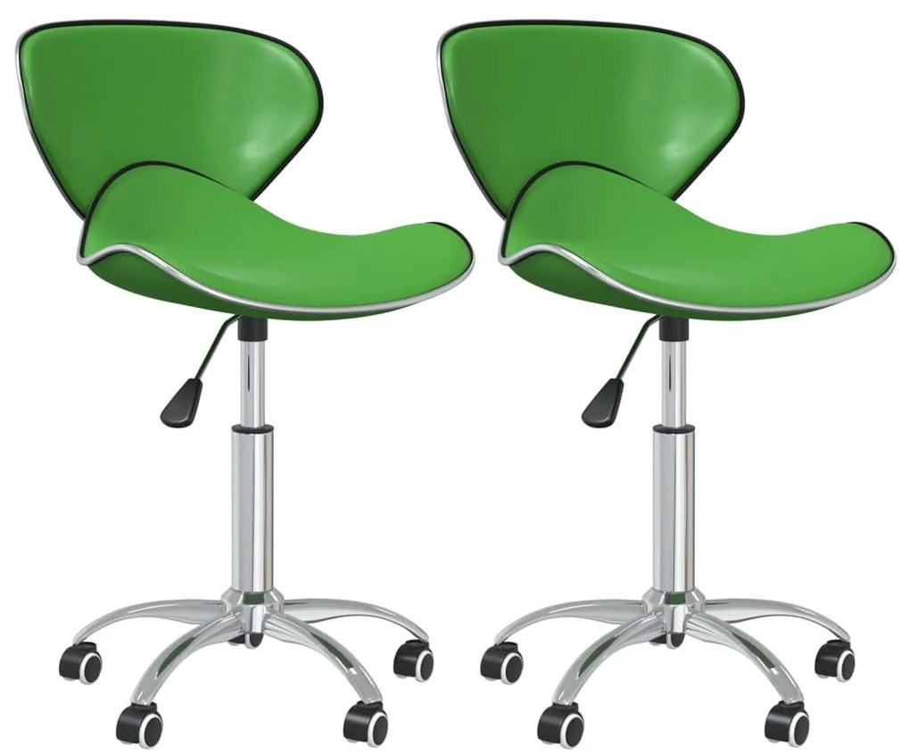 335148 vidaXL Scaune de bucătărie pivotante, 2 buc., verde, piele ecologică