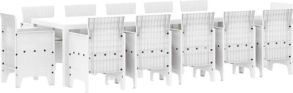 vidaXL Set de masă pentru grădină cu pernă 13 pcs Alb și gri deschis