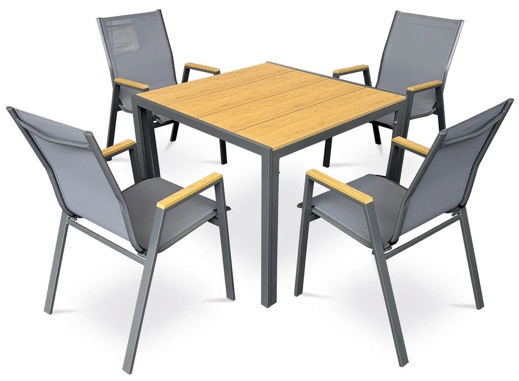 Autronic Masă de grădină, metal, polywood, maro, AZ T-S1209 OAK