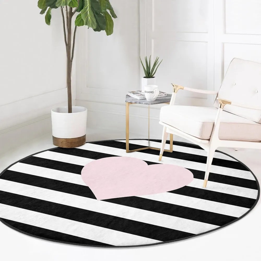 Covor rotund pentru copii negru-alb ø 120 cm Comfort – Mila Home