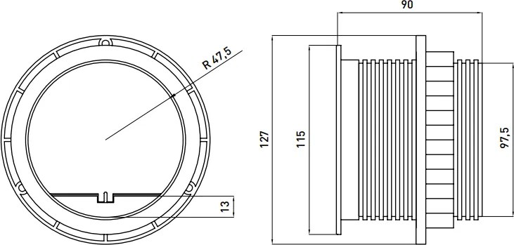 Priză încorporabilă în blat GTV, 1 priză Schuko, 2 porturi USB, argintiu, D:115 mm D:115 mm; H:90 mm, Argintiu, Metal/Plastic