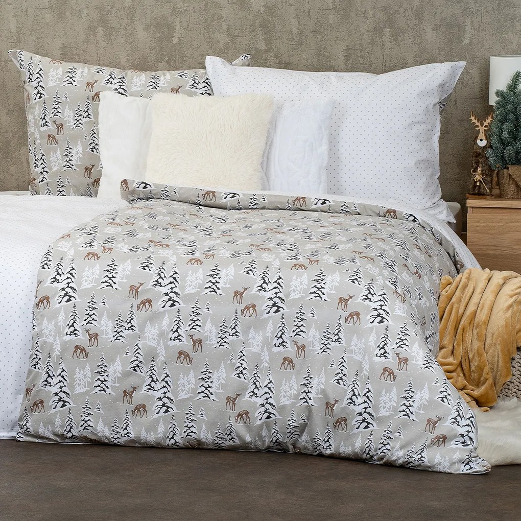 Lenjerie de pat din bumbac 4Home Christmas forest, 140 x 200 cm, 70 x 90 cm