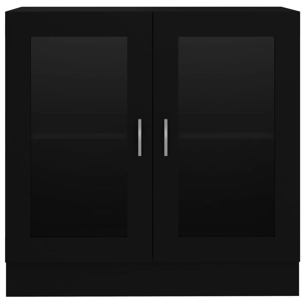 Dulap cu vitrina, negru, 82,5 x 30,5 x 80 cm, PAL 1, Negru, 82.5 x 30.5 x 80 cm