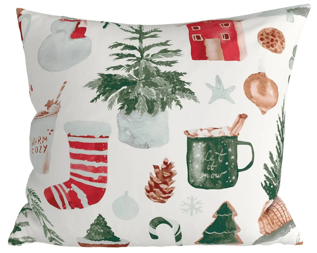 Set 2 bucati huse decorative pentru perne MAGIC CHRISTMAS 45x45 cm, alba