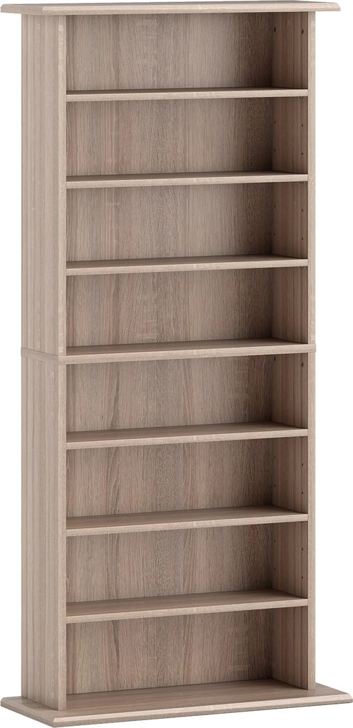 HOMCOM Raft pentru CD-uri cu 6 rafturi reglabile, capacitate 360 CD/185 DVD, 58 x 24 x 126,3 cm, culoare lemn | Aosom Romania