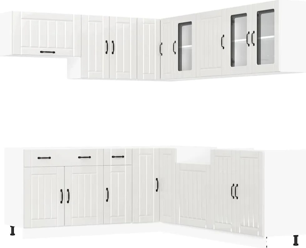 vidaXL Set dulap de bucătărie 11 piese „Lucca” alb lucios Lemn