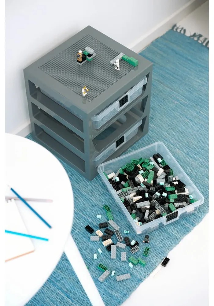 Organizator de depozitare cu 3 sertare LEGO®, gri