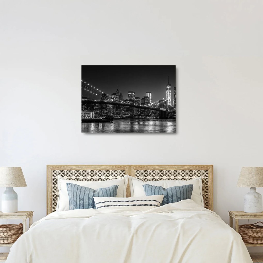 Tablou pe sticlă cu podul Brooklin în New York (70x50 cm)