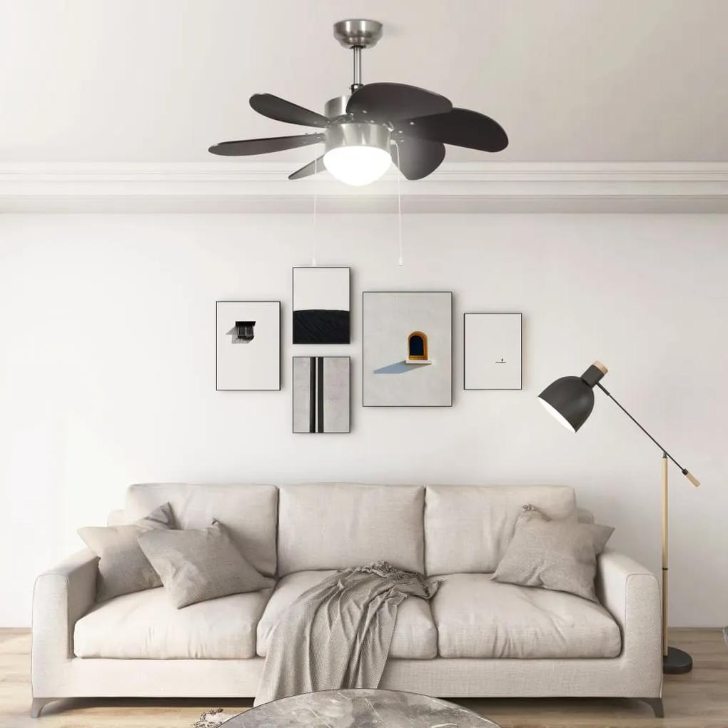 Ventilator de tavan cu iluminare, maro inchis, 76 cm Maro inchis