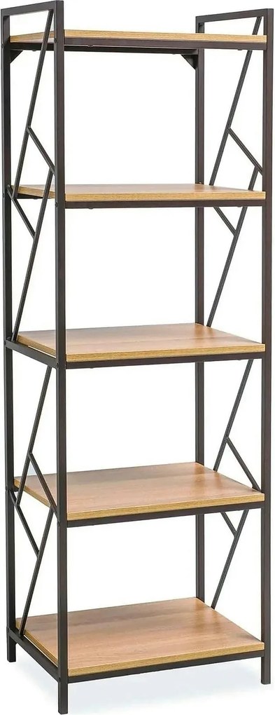 Etajera TABLO R5, stejar/maro inchis, PAL laminat/metal, 60x40x180 cm