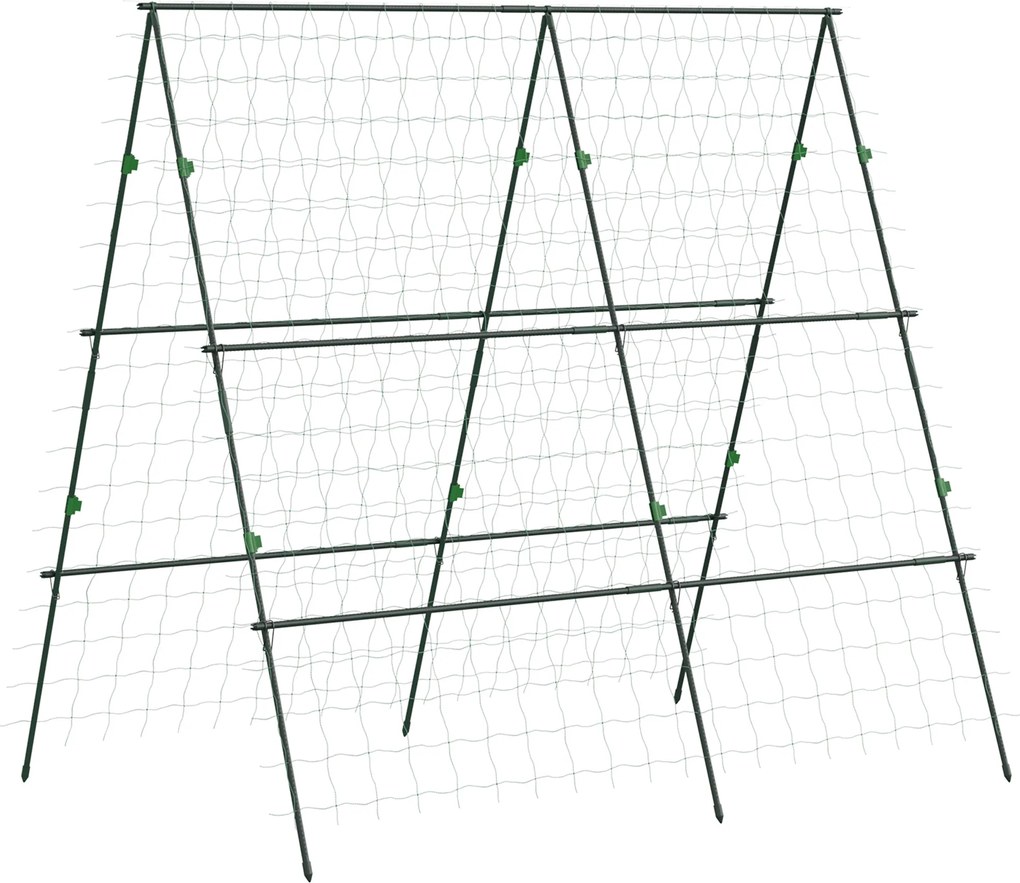 Outsunny Spalier de grădină suport pentru plante cățărătoare în formă de A din oțel, 3 niveluri cu înălțime reglabilă, 180 x 100 x 180 cm, verde | Aosom Romania