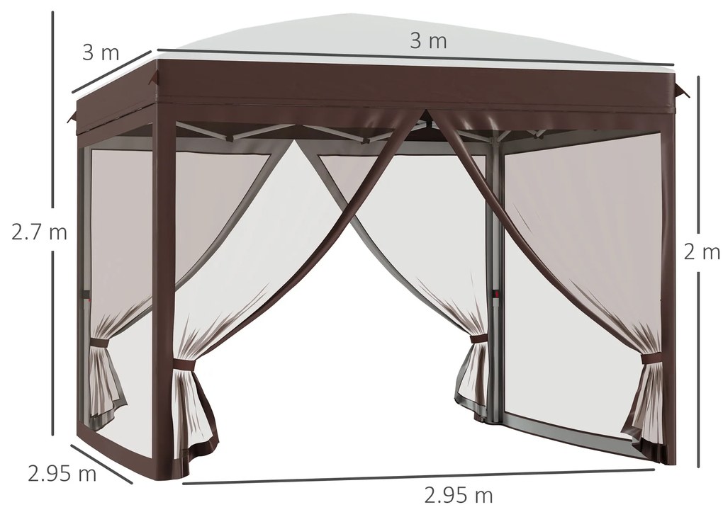 Pavilion pliabil Outsunny, geanta de transport, inaltime reglabila 3x3m | Aosom Romania