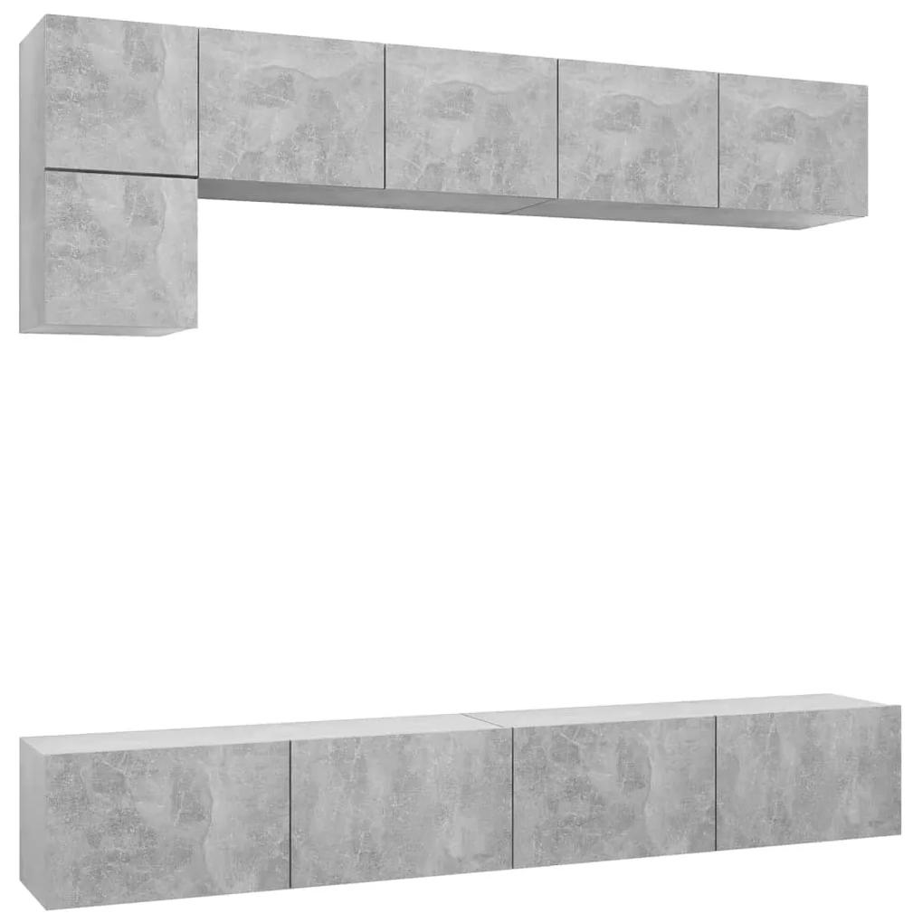 3079114 vidaXL Set de dulapuri TV, 5 piese, gri beton, lemn prelucrat