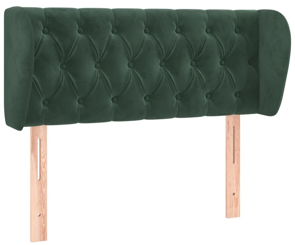 3117519 vidaXL Tăblie de pat cu aripioare verde închis 93x23x78/88 cm catifea