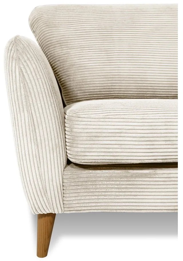 Canapea albă cu tapițerie din catifea reiată 170 cm Paris – Scandic