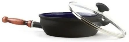 Sfinx Tigaie smaltată cu capac și mâner din lemnBSE, 26 cm, 2,8 l