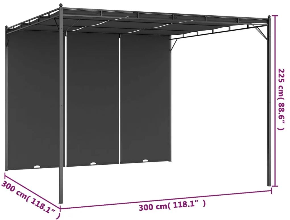Pavilion de gradina cu perdea laterala, antracit, 3x3x2,25 m Antracit, 3 x 3 x 2.25 m