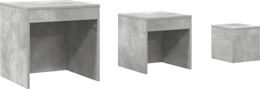 vidaXL Mese suprapuse, 3 buc., gri beton, lemn prelucrat