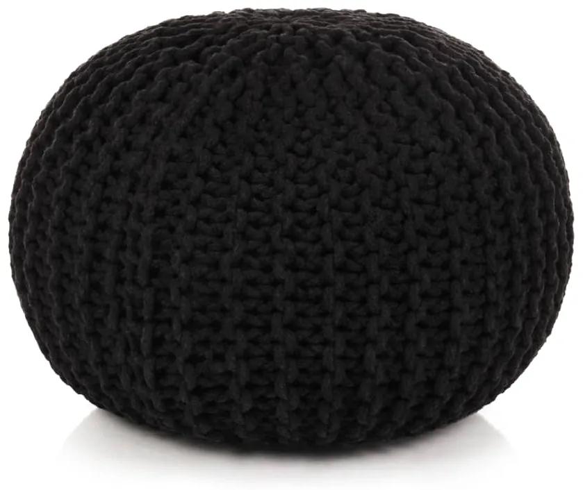 Puf tricotat manual, bumbac, 50 x 35 cm, negru Negru