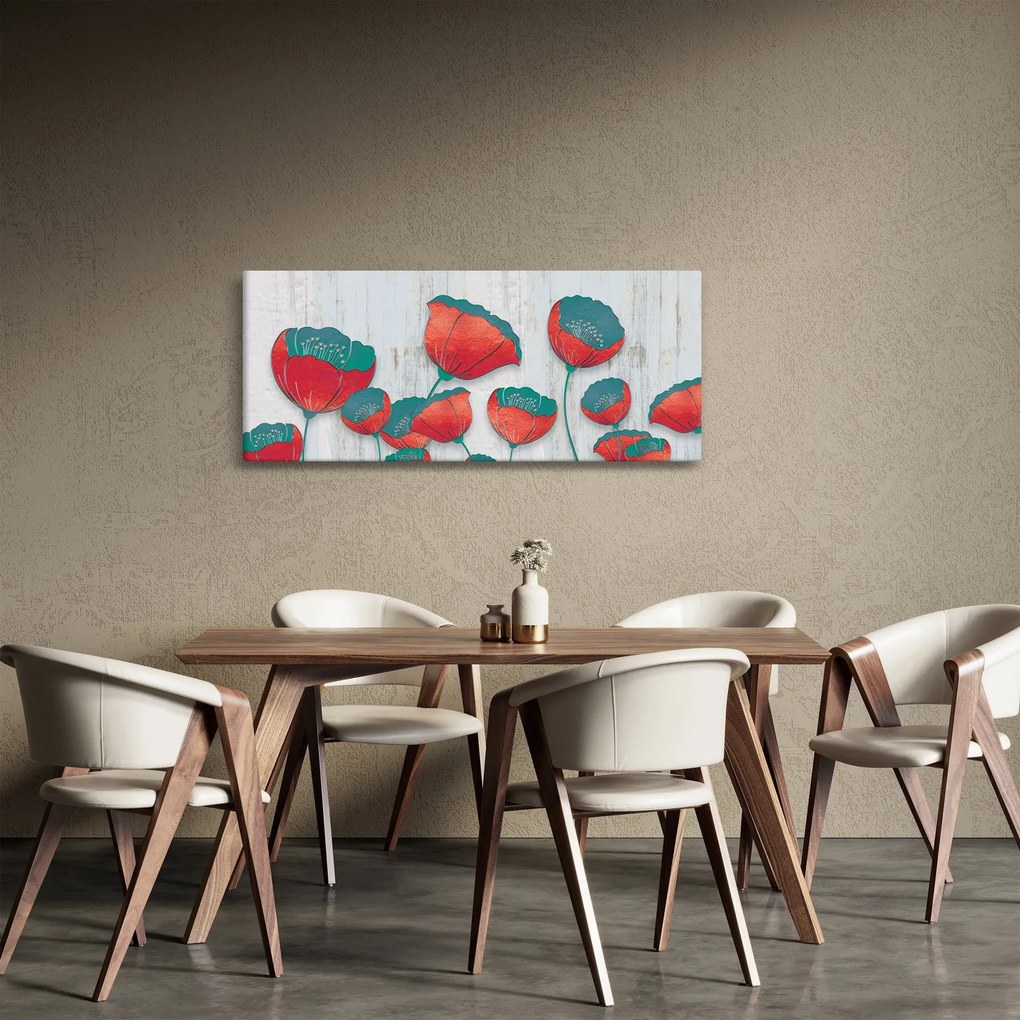 Tablou - Maci de câmp - petrol (120x50 cm)