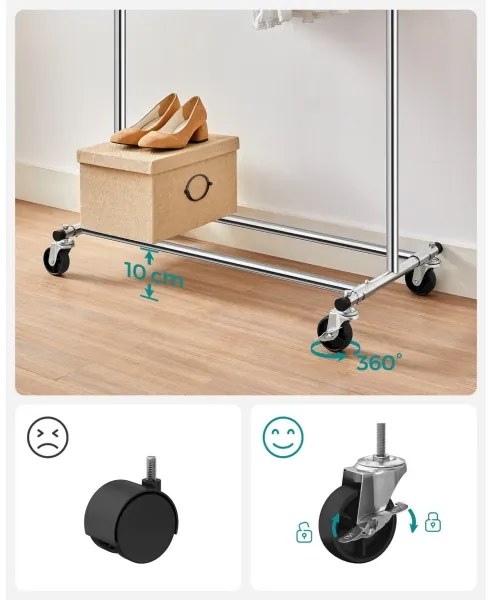 Cuier mobil de podea LINEA, argintiu