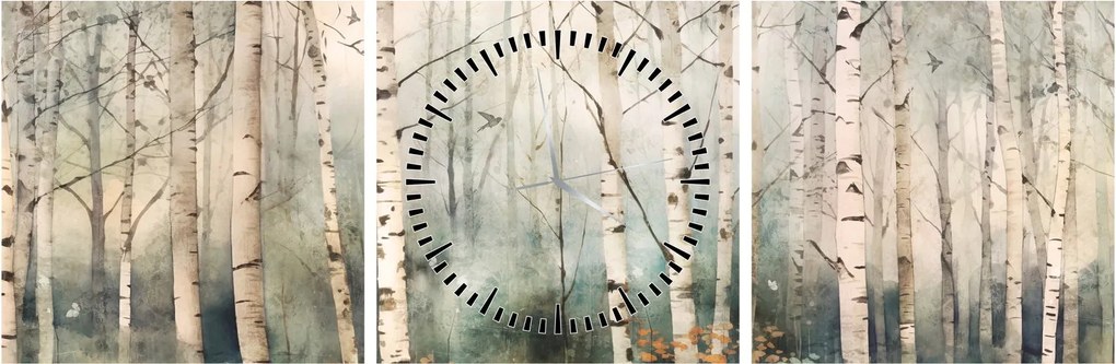Tablou - Desenarea unui model de pădure (cu ceas) (90x30 cm)